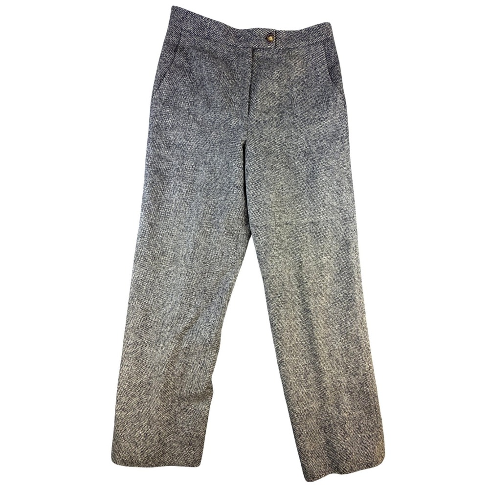 Vintage Wool Salt and Pepper Tweed High Waist Straight Leg Pants Women's Gray 27